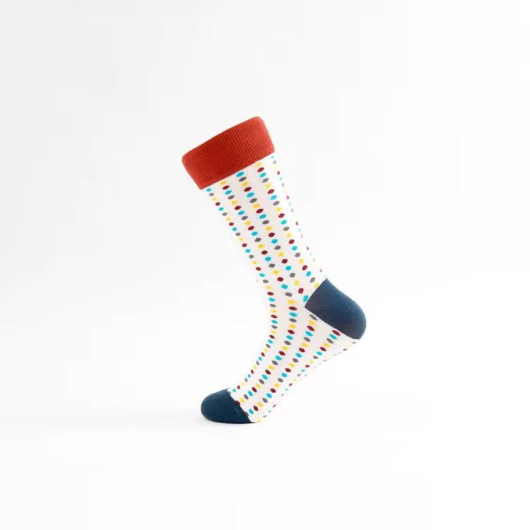 Colorful sock with a pattern on a white background